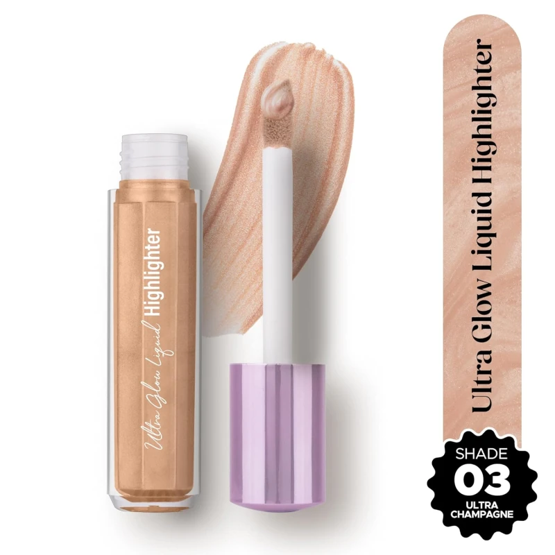 Hilary Rhoda Ultra Glow Liquid Highlighter | Illuminating & Glitter Liquid Highlighter | Dewy Finish | Cruelty-Free & Vegan | Luminescent Finish | Weightless -3.8g (Ultra Champagne - Shade 03) thumbnail 2